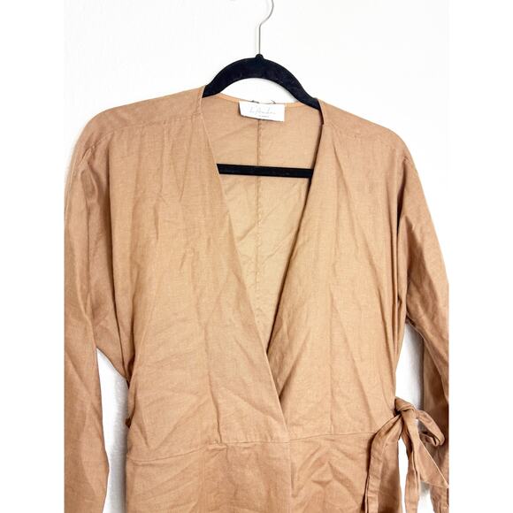 Revolve L’Academie The Jacqie Top Size Medium Tiramisu Brown Wrap Front - Picture 9 of 13